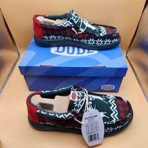 Hey Dude Wally Holiday Cheers Shoes Mens Size 10 Green Multi Casual Comfort Xmas